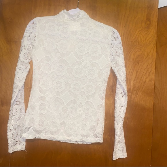 New Maeve Anthropologie ivory Lace Mock Neck long sleeve Top size xs - Picture 4 of 7